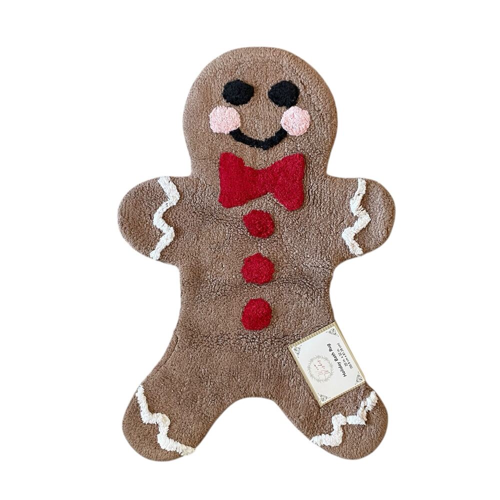 Gingerbread Cookie Cotton Bath Rug 20x32 Christmas Holiday Accent Rug New